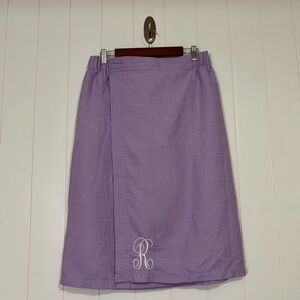 Monogrammed Waffle Knit Swim Cover-Up size L/One Size